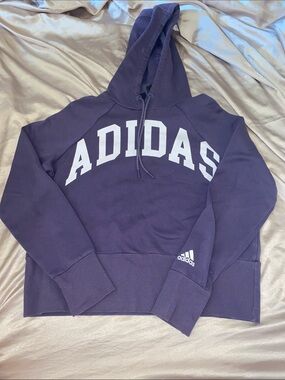 Adidas Purple Crewneck Hoodie with White Arch Logo